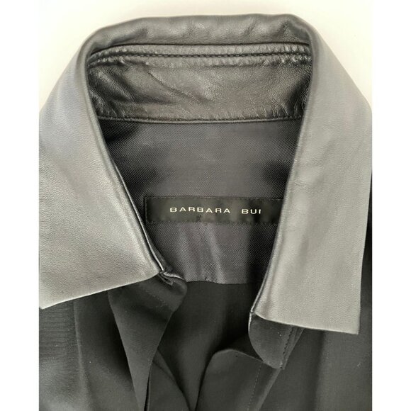 Barbara Bui Pleated Dress with Leather Collar Black Size FR 36/ US 4 - Picture 5 of 6